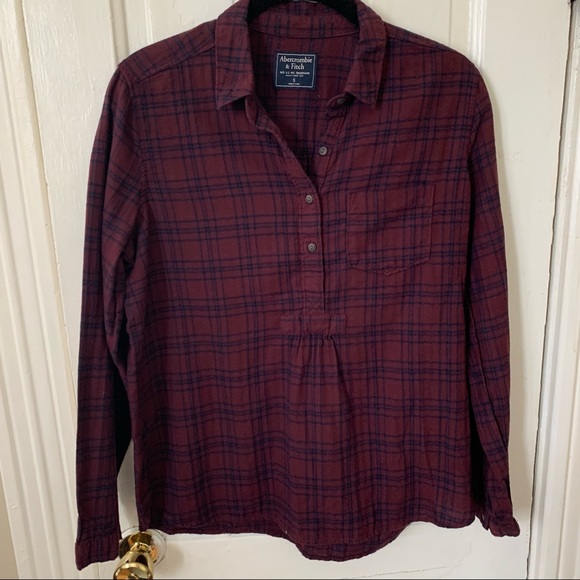 Abercrombie & Fitch Maroon & Navy Flannel - Picture 1 of 4